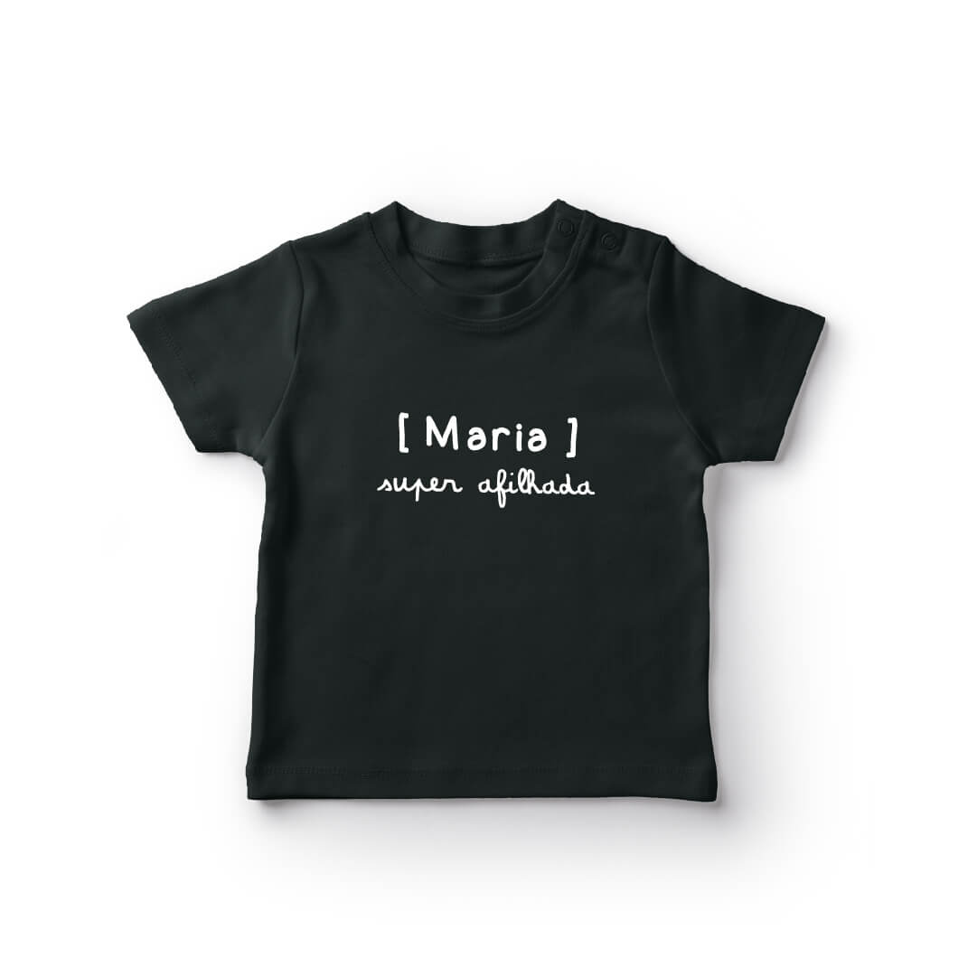T-shirt Bebé Nome Personalizado "Super Afilhada"
